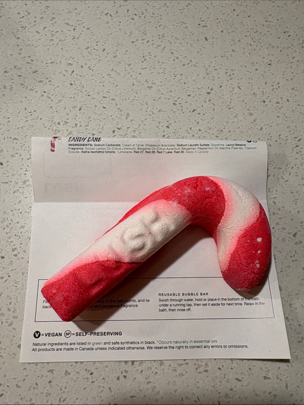 Lush Candy Cane Reusable Bubble Bar - Red & White - Vegan Bath Bar